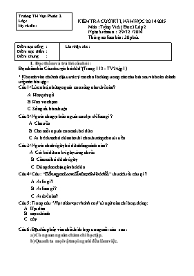Bộ đề kiểm tra học kỳ I môn Tiếng Việt Lớp 2